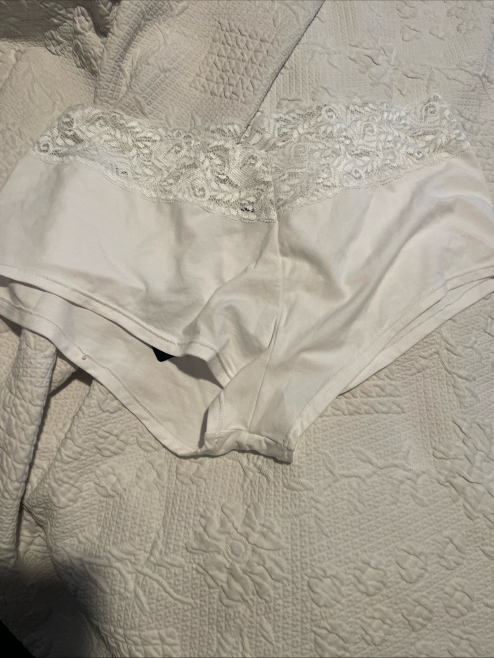 Lace-Waist Cotton Boyshorts - White Knickers brand Size XL